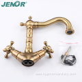 New Curved Long Rod Vintage Bronze Basin Faucet